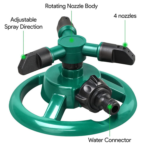 Automatic 360° Lawn Sprinkler 3 Arm 4 Nozzle Pipe HoseWater Sprayer - CL-NE-5533